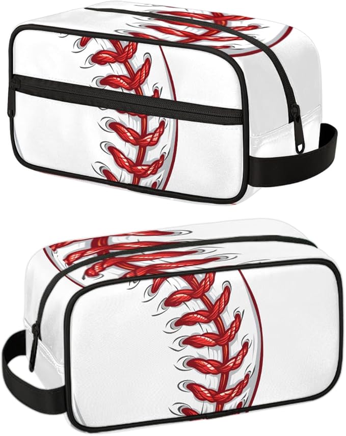 Baseball Sports Red Boys Travel Toiletry Bag Waterproof Wash Bag Shower Shaving Bag Cosmetic Organizer Makeup Bag Portable Toiletries Accessories for Women Men Baseball Sports