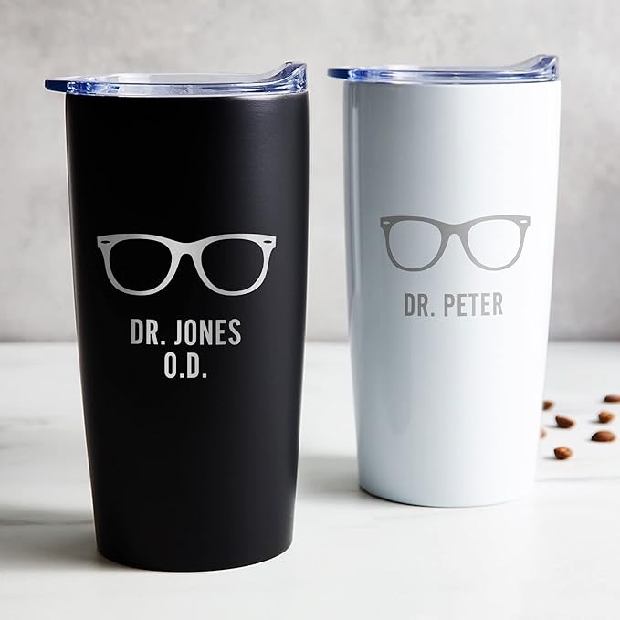 Lifetime Creations Engraved Personalized Eye Doctor Stainless Steel Tumbler 20 oz (White) - Custom Gift for Optometrist Office, Ophthalmologist, Optician, Optometry School Graduation