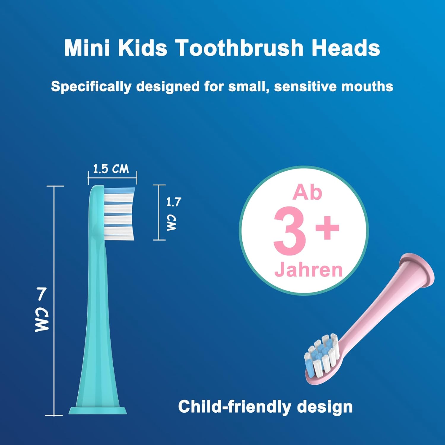 Kids Replacement Heads Compatible with Philips Sonicare Kids Electric Toothbrush, Extra Soft Bristles, Mini Replacement Brush Heads for Ages 3 to 12, Sensitive Toothbrush Heads, Pack of 8,