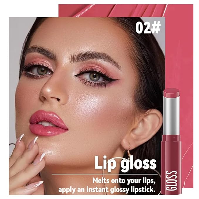 2Pcs Pink&Brown Honey Tinted Lip Stain Lip Balm Lip Gloss Lipstick, Sheer Hydrating Lip Stains Tint, Moisturizing Lip Color for All Skin Tones, Nourishing Lip Balm with a Hint of Natural Black Cherry
