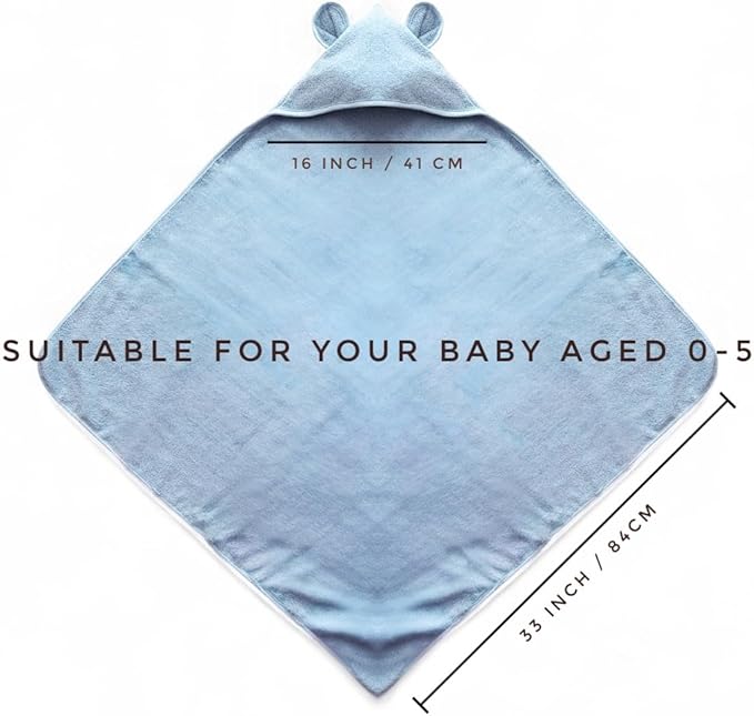 Organic Cotton Toddler Poncho Towel 33"x33" – Ultra-Soft Hooded Bath & Beach Towel with Bear Ears – Absorbent Kids Towel for Boys & Girls 0-5T, Premium for Pool, Bath & Travel (Grey)