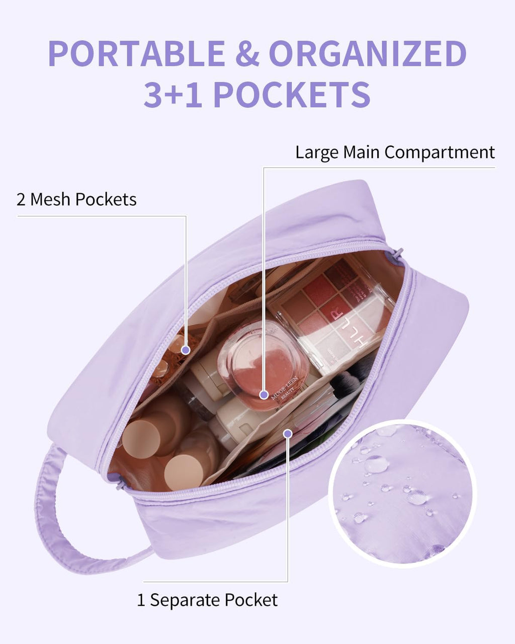 Narwey Puffy Travel Toiletry Bag for Traveling Women Girl, Travel Bag for Toiletries, Cute Travel Makeup Bag Organizer, Quilted Cosmetic Bag Make Up Skincare Medicine Bags