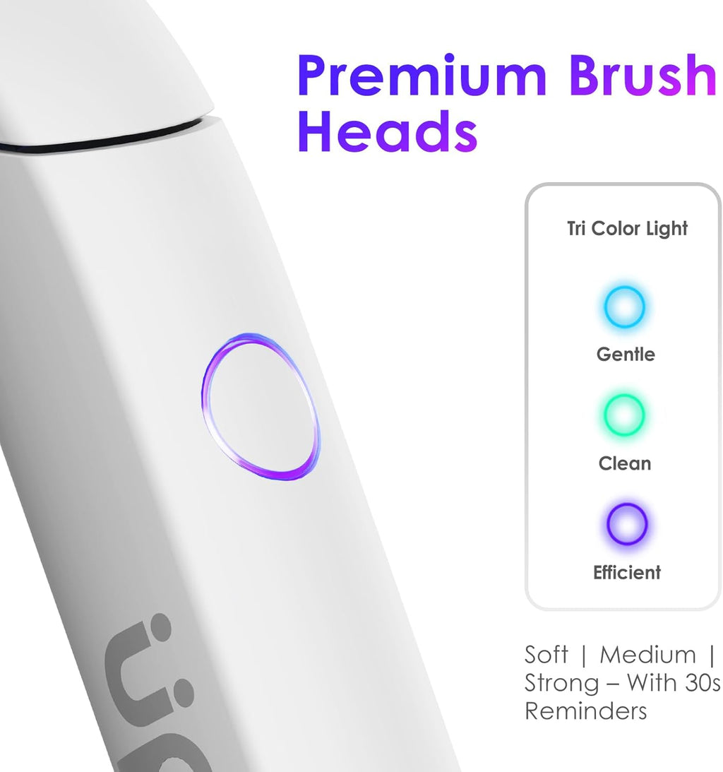 Electric Toothbrush, Portable Travel Sonic Toothbrush with Protective Case USB-C Rechargeable, Neutral Comfort Bristles, Waterproof, Smart Timer, Compact for Daily Use (Pearl White)