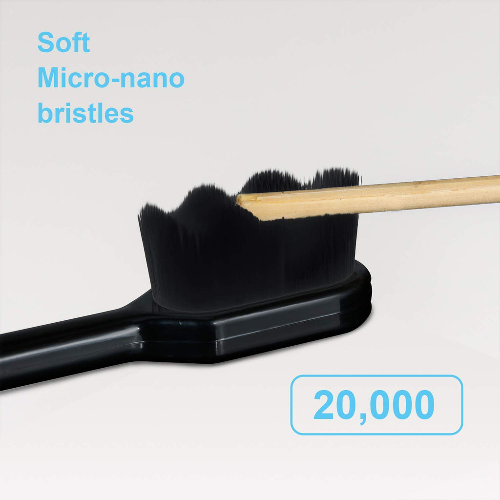 Patelai 8 Pcs Extra Soft Toothbrush Micro Nano with 20, 000 Ultra Soft Bamboo Charcoal Bristles for Adult, Sensitive Gum, Brace and Gum Recession(Black with Black Bristle)