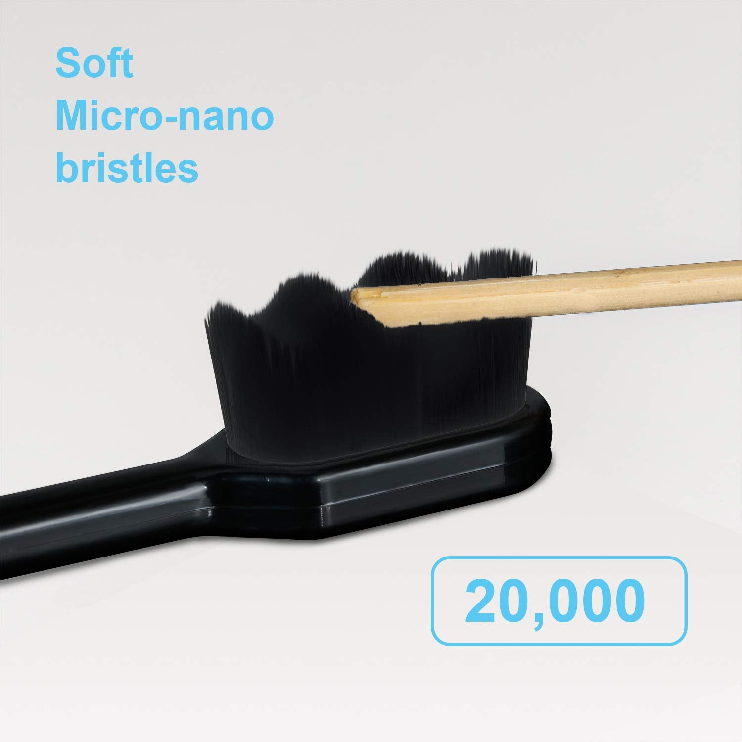 Patelai 8 Pcs Extra Soft Toothbrush Micro Nano with 20, 000 Ultra Soft Bamboo Charcoal Bristles for Adult, Sensitive Gum, Brace and Gum Recession(Black with Black Bristle)