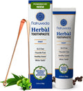 Neem Herbal Toothpaste with Complimentary Copper Tongue Scraper | Fluoride Free, SLS Free, Natural Toothpaste for Adults | Ayurvedic Oral Care with Mint & 8 Herbal Ingredients | 3.52 oz