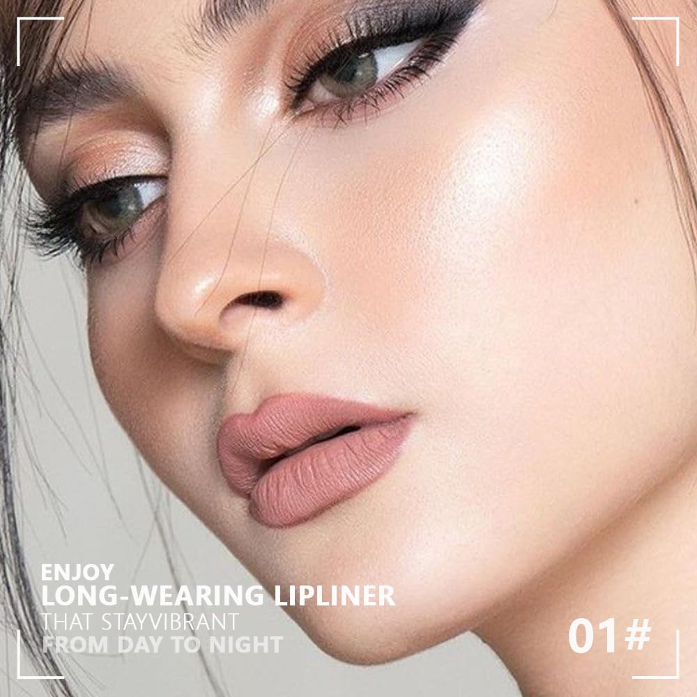 Matte Calligraphy Liquid Lip Liner Lipstick Pencil, Nude Pink Long-Lasting Transfer-Proof Lip Stain, Lightweight Lipstick, Sheer Buildable Color, Fades to a Natural Wash of Colors