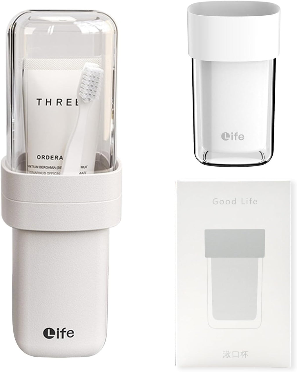 Portable Travel Toothbrush Case, Covered Toothbrush Cup Holders, Toothbrush and Toothpaste Travel Case, Toothbrush Storage Organizer Container for Traveling Bathroom(White)