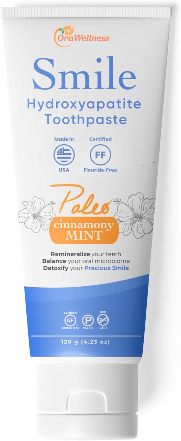 OraWellness Smile Hydroxyapatite Toothpaste with Remineralizing Xylitol & Non Nano Hydroxyapatite, Cinnamony Mint Toothpaste, American Made Fluoride Free Natural Tooth Repair & Teeth Whitening, 4.23oz