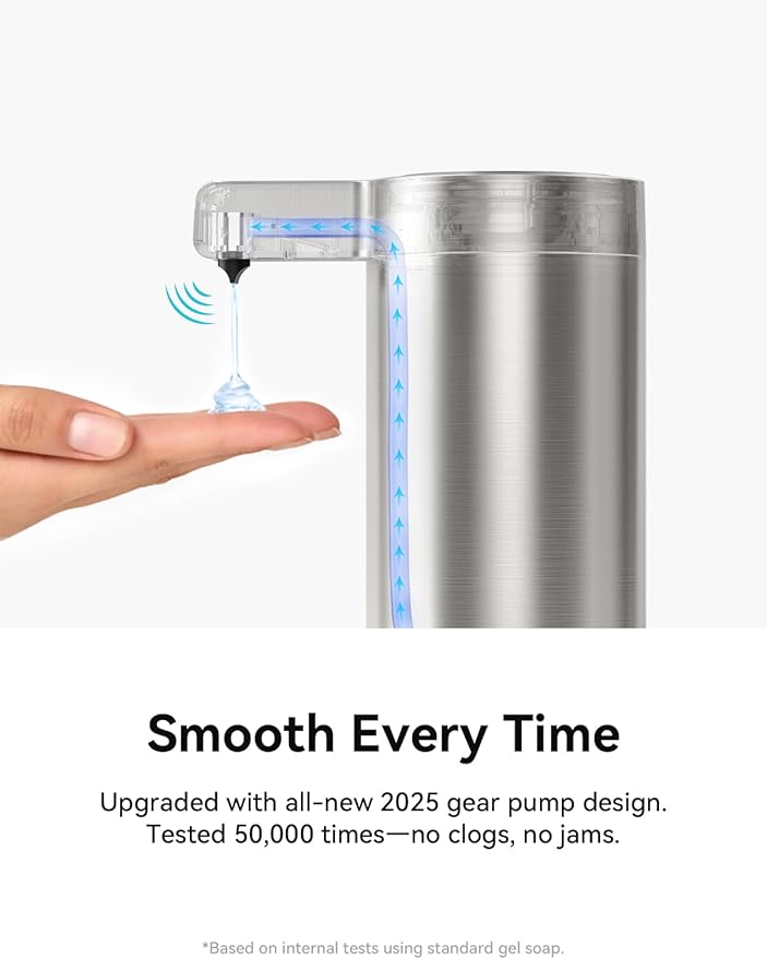 SUNLY Touchless Automatic Soap Dispenser – Clog-Free Pump, 0.2s Fast Sensor, USB-C Rechargeable, Smudge-Resistant Stainless Steel, for Kitchen & Bathroom Soap Dispenser