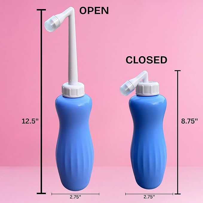 Upgraded Portable Bidet Bottle 16.9oz (500ml) with Carry Bag – Handheld Travel Bidet / Peri Bottle with Retractable Nozzle & Quick Air Valve – Postpartum, Camping, Toilet, Toddler Hygiene