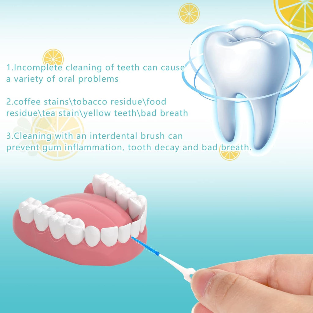 220 Pieces Interdental Brushes, Silicone Dental Floss Picks with Case Dental Brushes Dental Picks Blue Tooth Floss Picks for Teeth Cleaning