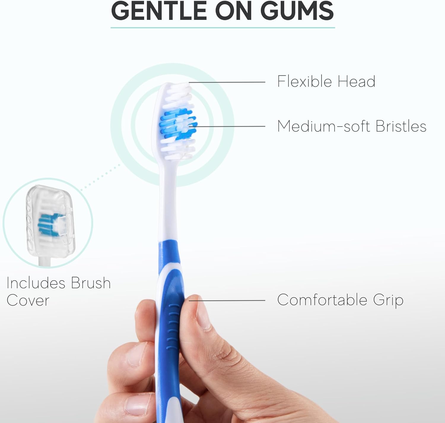 104 Pack Bulk Toothbrushes w/Cover Caps, Individually Wrapped Disposable Travel Toothbrush, Value Size, Long Lasting 3+ Months, Med-Soft Manual Teeth Brush Bristles, 4 Colors (Red Green Blue Pink)