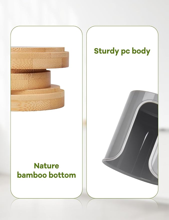 Bathroom Cup Dispenser Countertop - Cup Holder for Dixie 5 6 oz Cups, Guest Bathroom Essentials Vanity Organizer - PC/Bamboo, Grey, Pack of 1