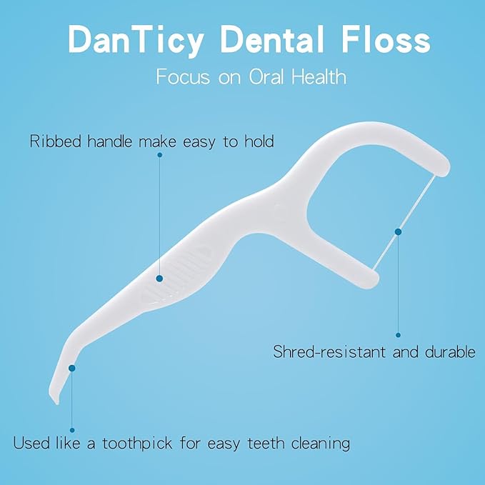 Extra Strong Dental Floss Picks | Professional Clean Flosser Picks | Toothpicks for Adults | Easy Grip Handle | Fresh Mint, 50 Count 4 Pack