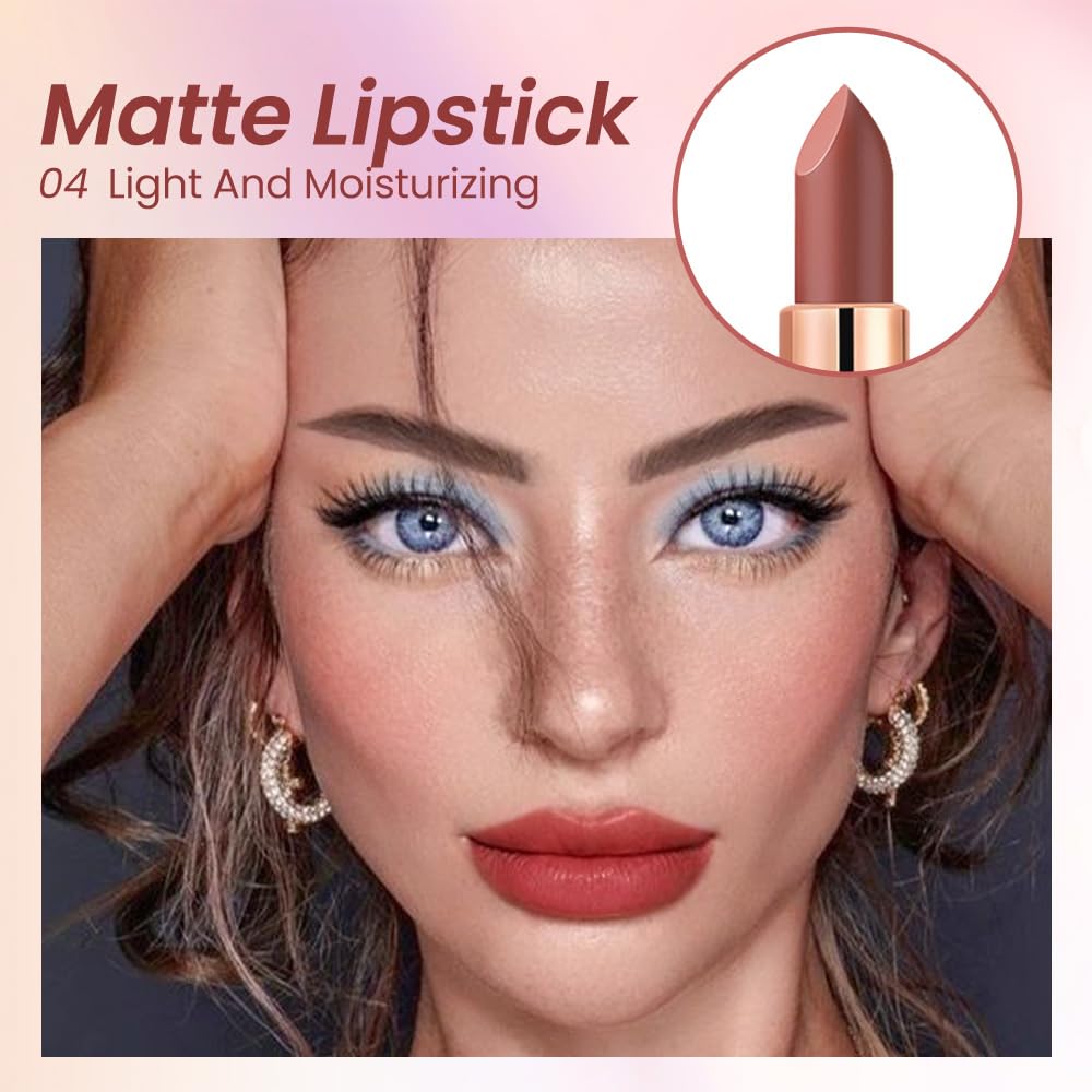 Rose Red Lip Stick,Matte Cream Lipstick Set for Women,Long Lasting Waterproof Smudge Proof Velvet lipsticks Crayon,Lip Makeup Kit Travel Size,Vegan & Cruelty-free (Pack of 1)