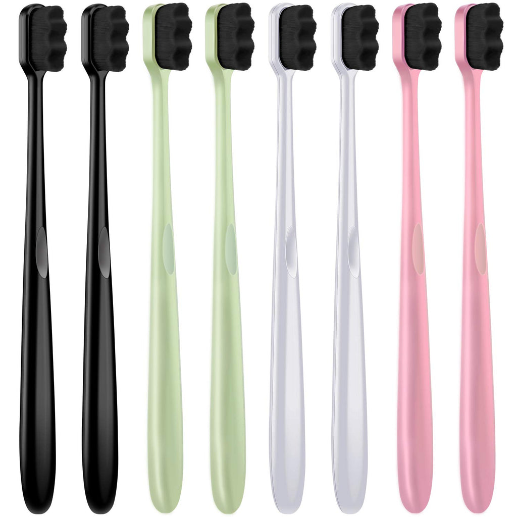 Patelai 8 Pcs Extra Soft Toothbrush Micro Nano with 20, 000 Ultra Soft Bamboo Charcoal Bristles for Adult, Sensitive Gum, Brace and Gum Recession(Black, White, Pink, Green Handle with Black Bristle)