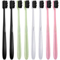 Patelai 8 Pcs Extra Soft Toothbrush Micro Nano with 20, 000 Ultra Soft Bamboo Charcoal Bristles for Adult, Sensitive Gum, Brace and Gum Recession(Black, White, Pink, Green Handle with Black Bristle)