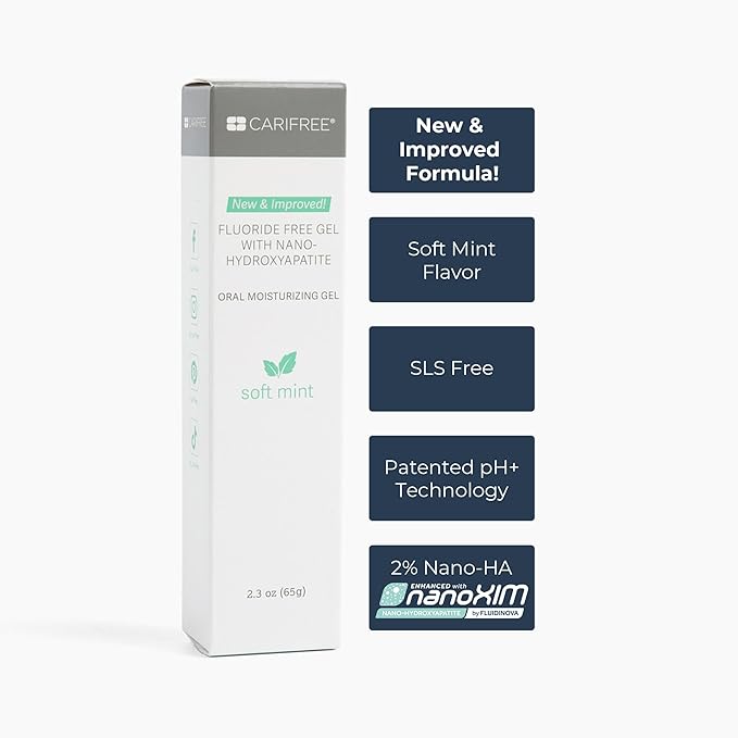 CariFree Fluoride Free Gel Soft Mint Flavor, Neutralizes pH, Freshens Breath and Moistens Mouth, Dentist Recommended for Oral Care, Toothpaste Replacement 2.3 Ounce (Pack of 4)