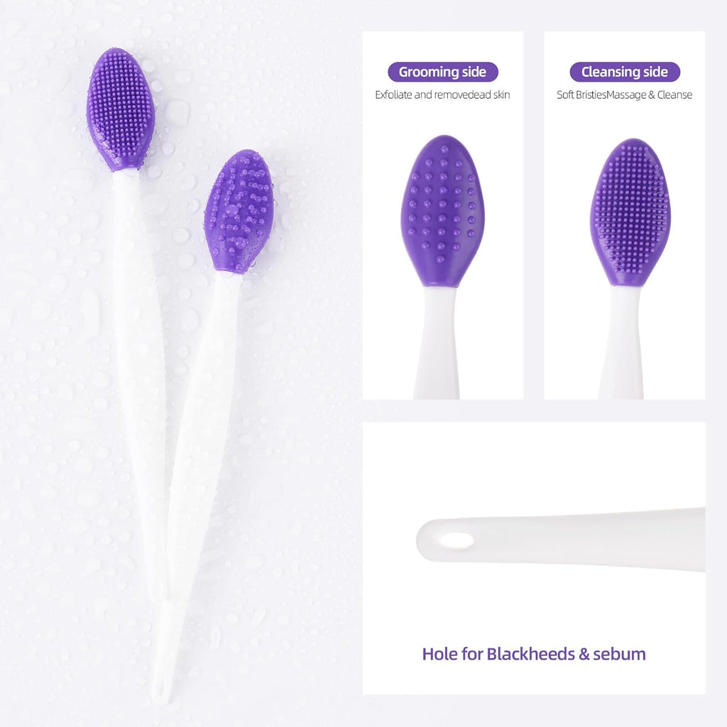 100 Pack Silicone Scrub Lip Brush, Double Side Lip Exfoliating, Nose Clean Blackhead Removal Brushes With Lip Exfoliator Scrubber Tool Wash Face Cleansing Brush