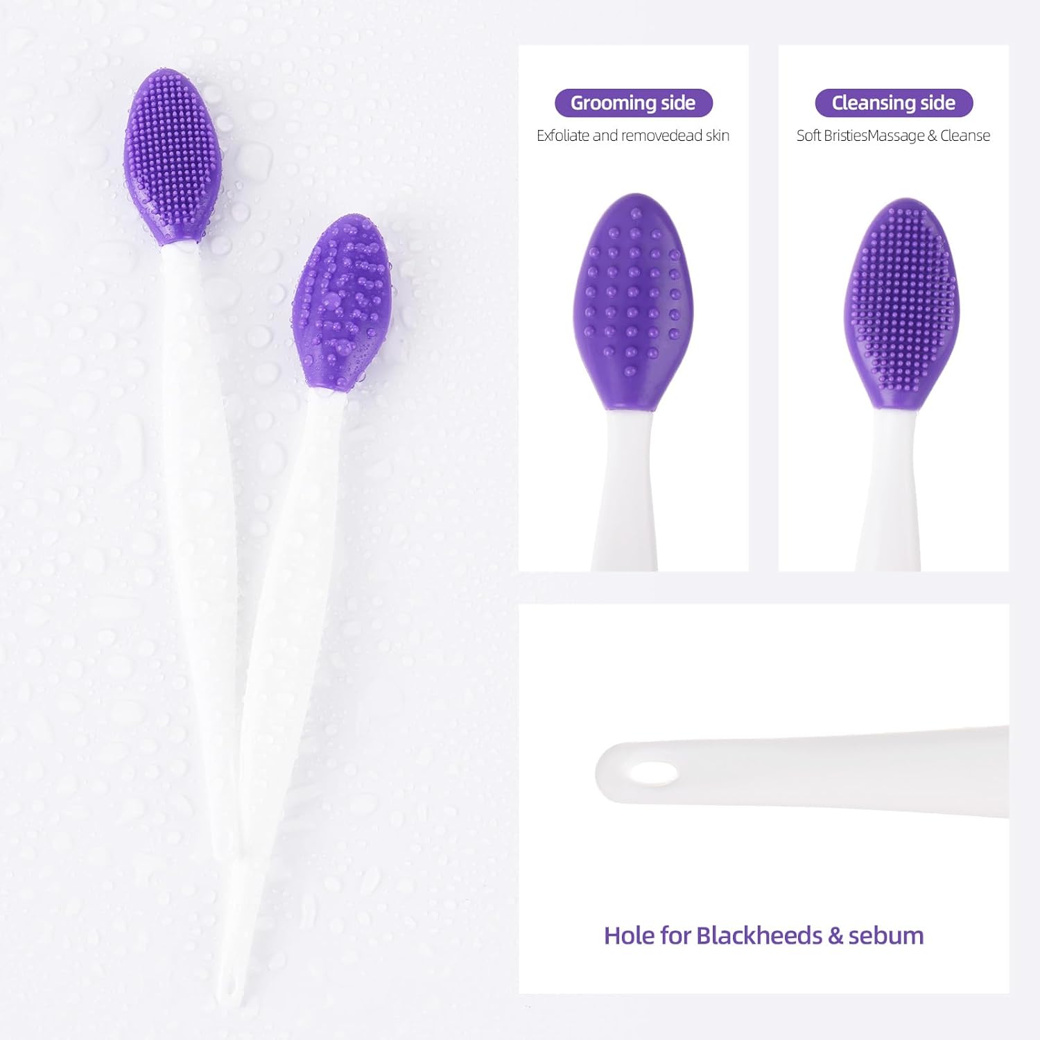 100 Pack Silicone Scrub Lip Brush, Double Side Lip Exfoliating, Nose Clean Blackhead Removal Brushes With Lip Exfoliator Scrubber Tool Wash Face Cleansing Brush