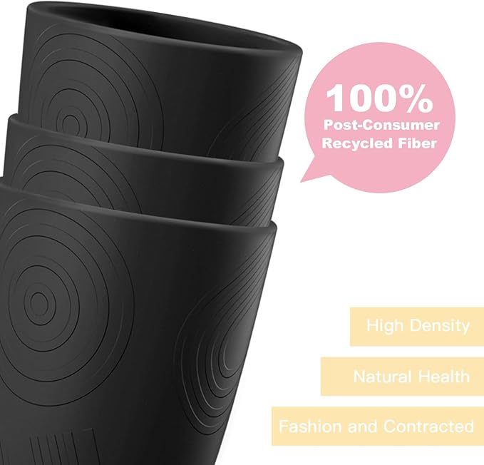 Homienly Wheat Straw Cups Set of 6, 12 OZ Alternative Plastic Cups Reusable, Stackable Drinking Cups, Water Cups, Coffee Cups, Unbreakable Glasses Drinking for Camping, Travel, Party - Black