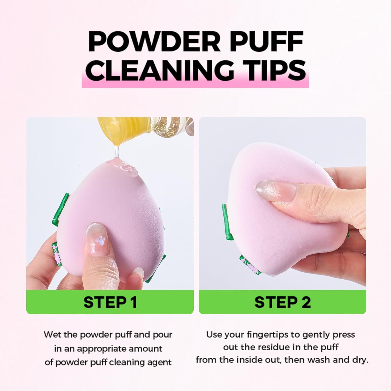 Makeup Sponge Set For Foundation Concealer, Triangle Powder Puff Soft Sponges Blender, Latex Free Blender Sponge For Liquid, Cream, and Powder Seamless & Flawless Makeup (GreenPink 3Pack)