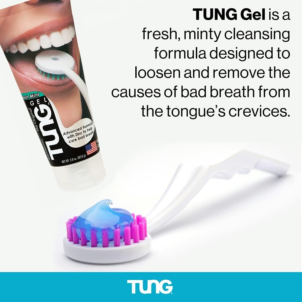 Tung Tongue Gel, Fresh Mint Tongue Cleaner Paste, Bad Breath Odor Eliminator, Halitosis Defense, BPA Free, USA Made (2-Pack)