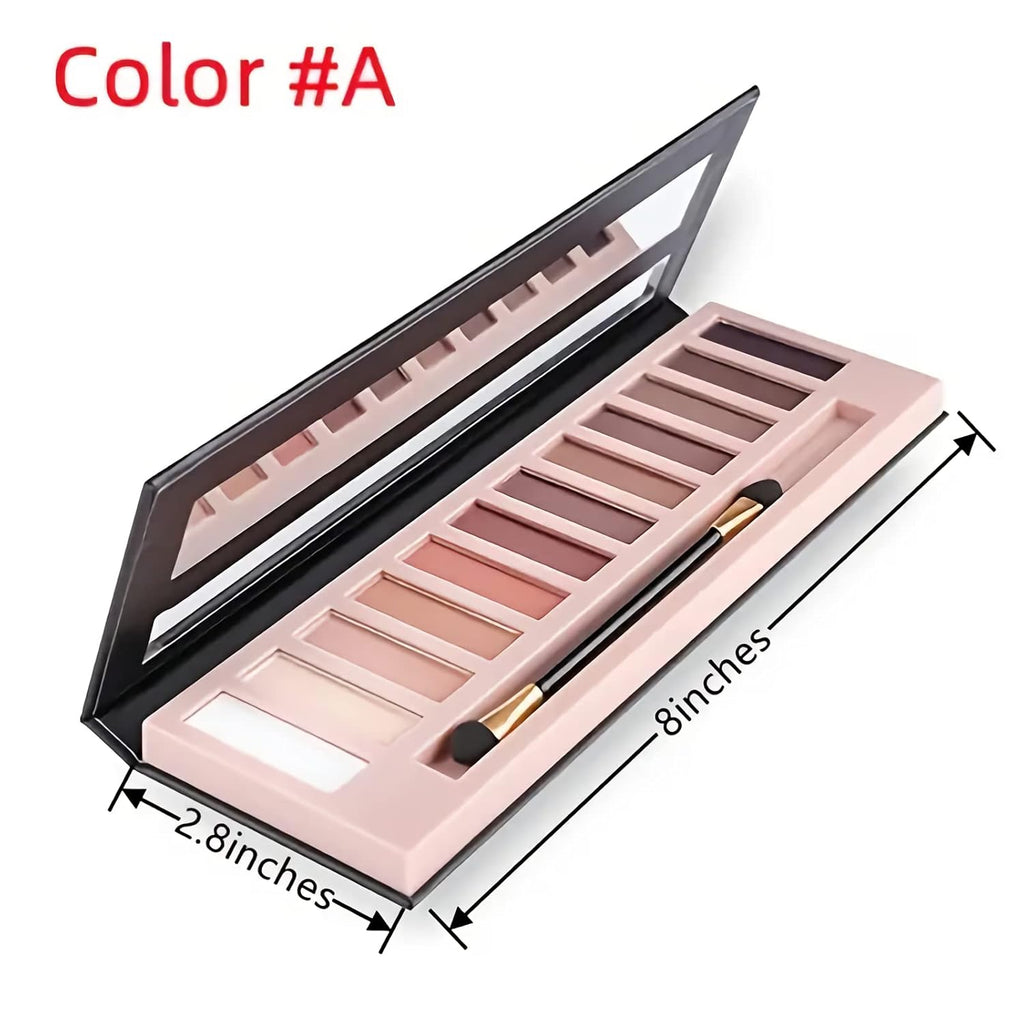 12 Colors Makeup Nude Colors Eyeshadow Palette Natural Nude Matte Shimmer Glitter Pigment Eye Shadow Pallete Set Waterproof Smokey Professional Beauty Makeup Kit (Matte Color A)