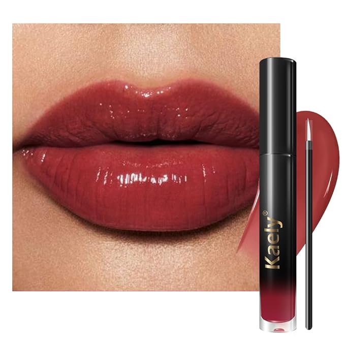 Kaely Longwear No-Budge Lipstick for Women, Highly Pigmented Liquid Lip Color Makeup, Non-Transfer Lip Gloss Stain Waterproof Smudge Proof 24 Hour, Instant Shine, Vegan & Cruelty-Free, 04 LIPPY