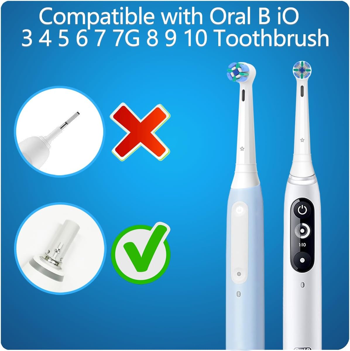 8 Pack Replacement Toothbrush Heads Compatible with Oral B iO, Brush Heads for Oral-B iO 2/3/4/5/6/7/8/9/10/7G Series, with Covers, White