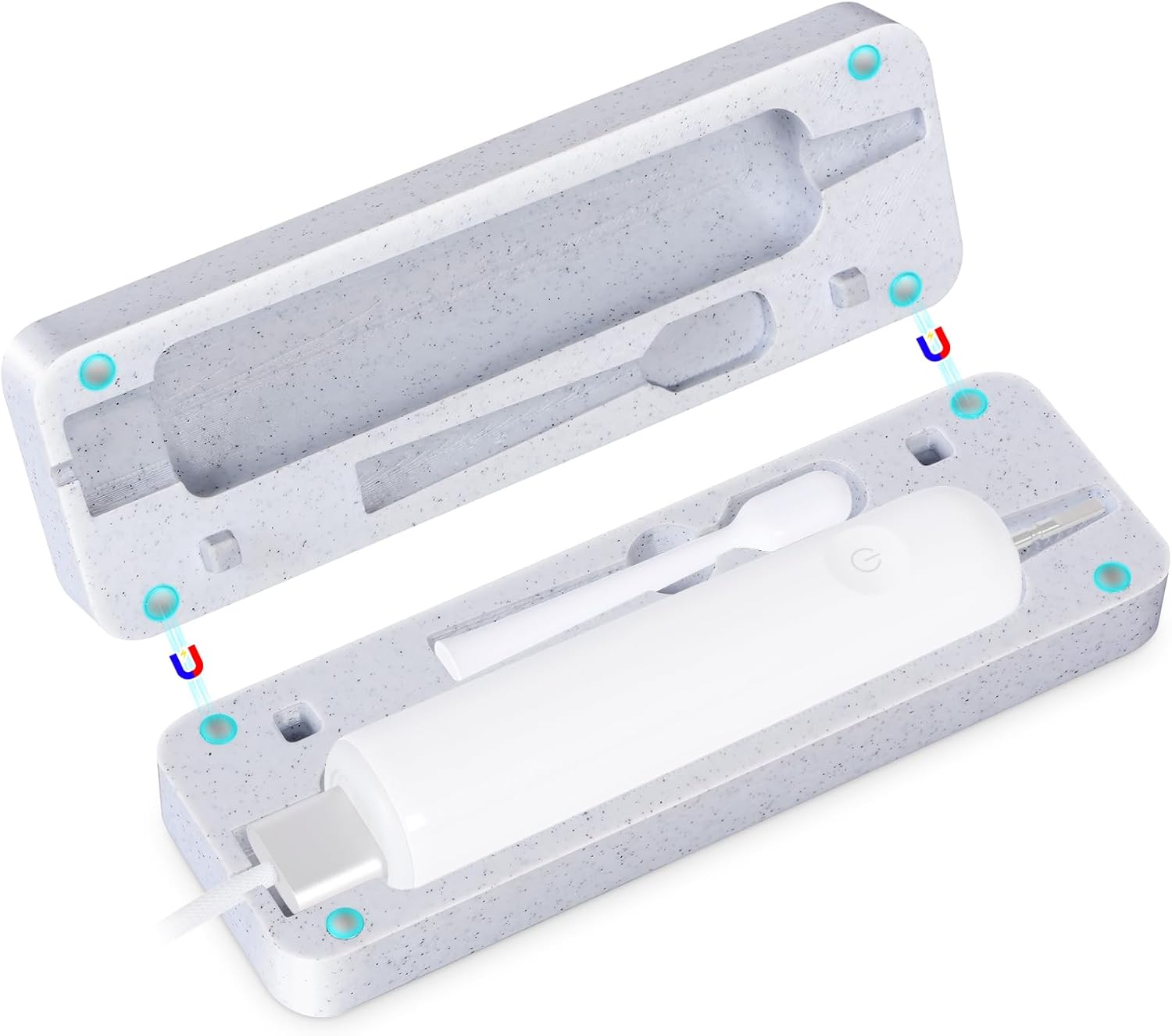 Magnetic Rechargeable Travel Case Compatible with Laifen Wave Electric Toothbrush, Waterproof, Hygienic, Easy-to-clean, Storage Holder for Toothbrush and Brush