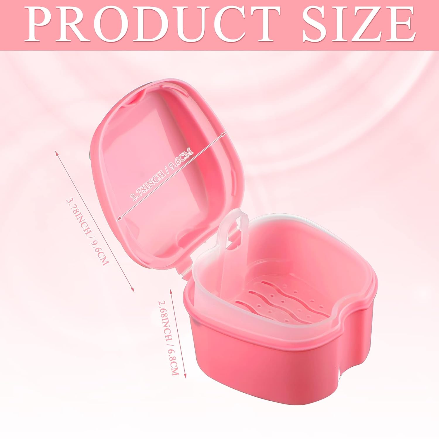 Zubebe 20 Pcs Denture Bath Retainer Case Holder Bulk with Strainer Basket Dental Cup Denture Soaking Container False Teeth Storage Box for Travel Cleaning Brace Mouth Guard, 5 Colors