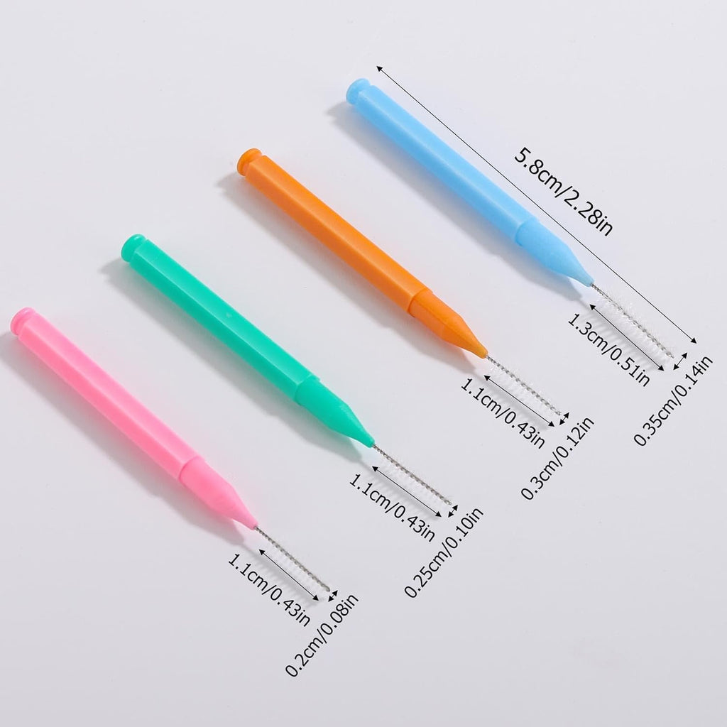 200Pcs Interdental Brushes Braces Toothbrush Teeth Gaps Cleaner Tools, 4 Color
