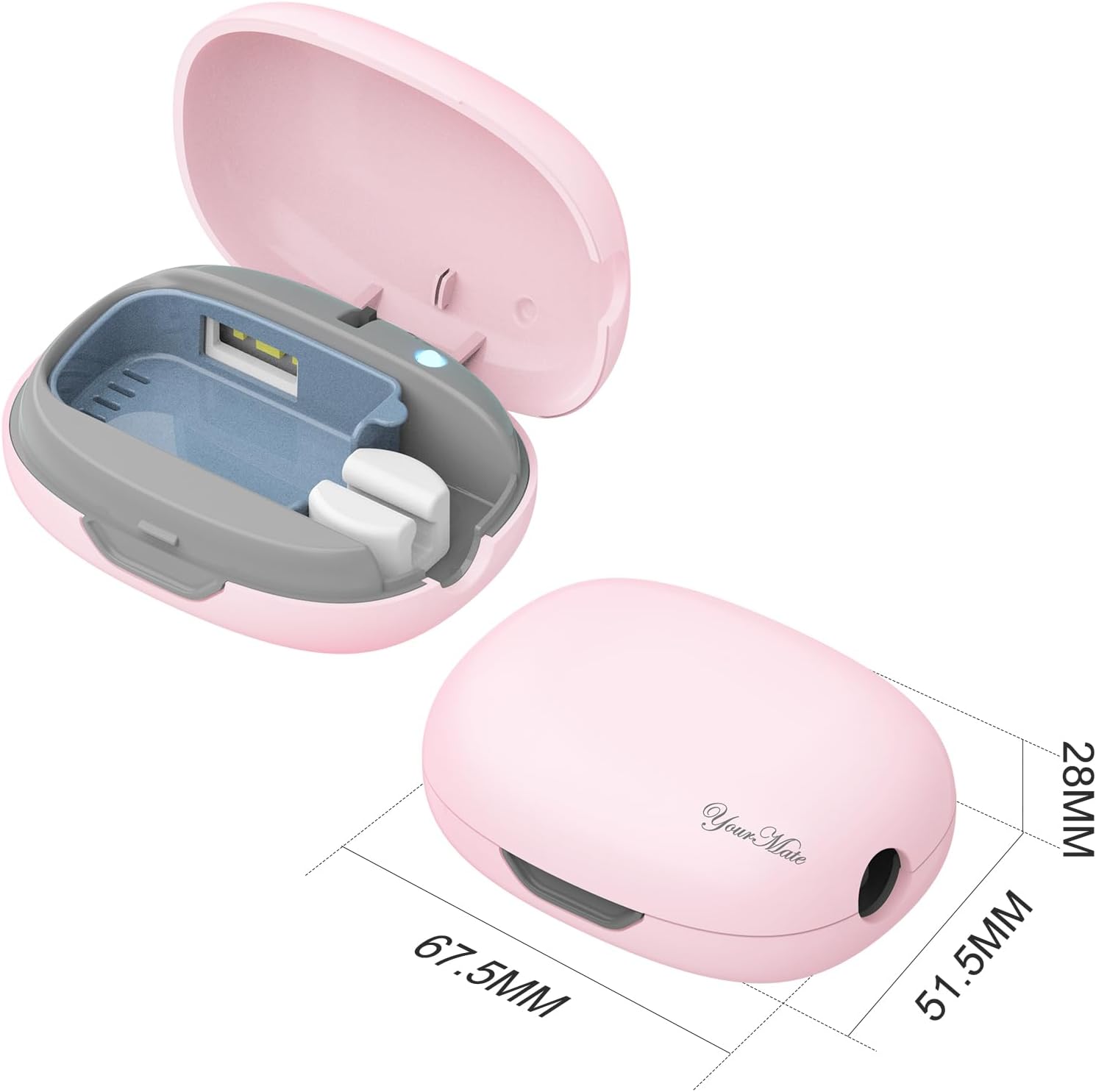 YourMate UVC Rechargerable Toothbrush Sanitizer Case Travel Toothbrush Covers Case with Holder for Houshold and Traveling or Business Trip Pink