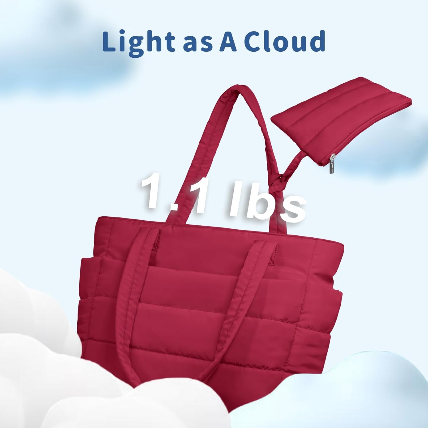 TOPDesign Puffer Tote Bag for Women, Lightweight Puffy Handbag with Compartments, Quilted Shoulder Bag for Work, Travel, Gym