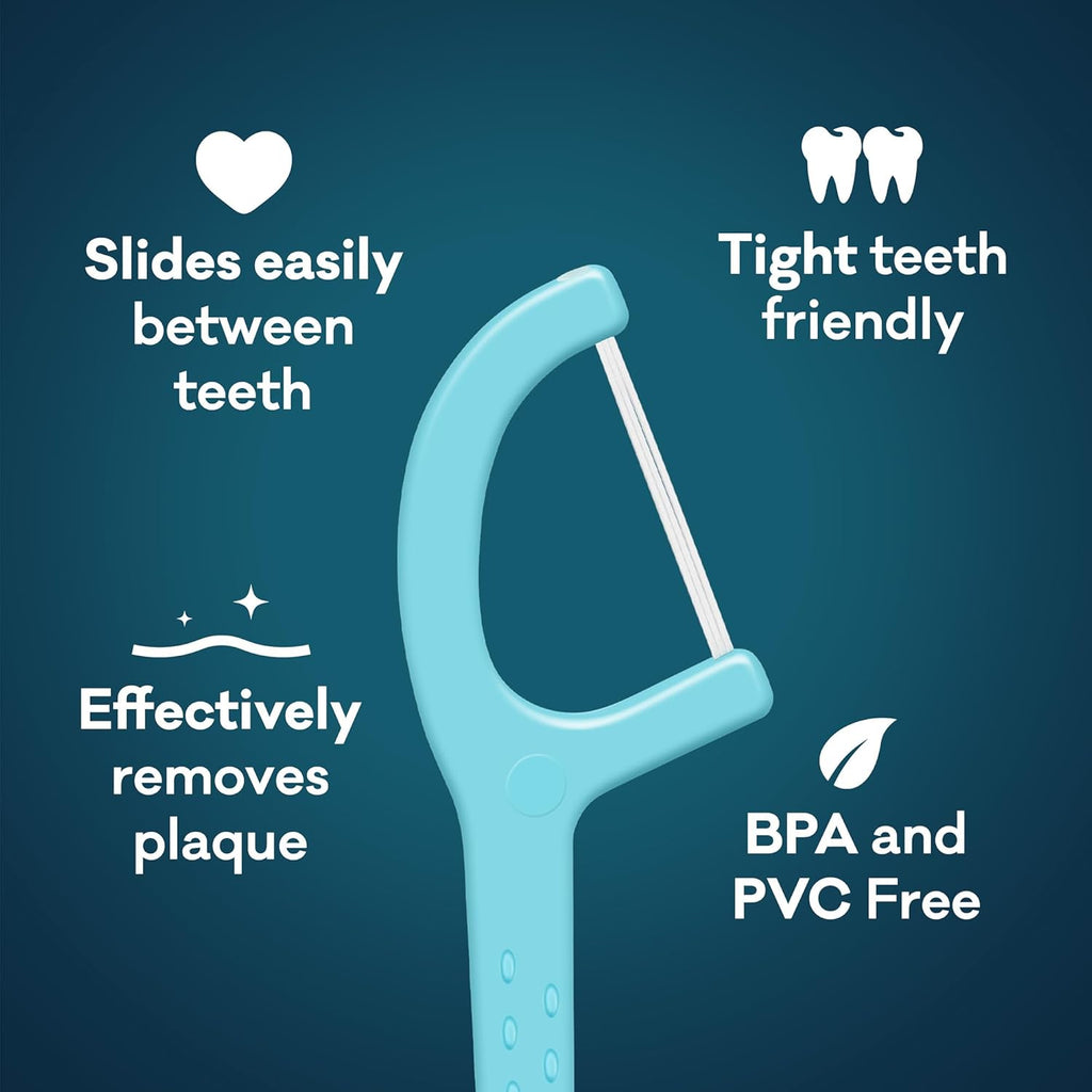 Grin Tooth Picks Flossers for Adults – Manuka Oil Infused Dental Floss Picks for Teeth Cleaning - Natural Mint Flavor - 100% Recycled Plastic Handle - 80 Count Canister (Pack of 3)