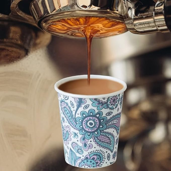 [300 Pack] 5 oz Mini Paper Cups, Small Mouthwash 5 OZ, Disposable Bathroom Cups, Paper Coffee Cups 5 Ounce for Bathroom, Supermarket, Birthday Party, Travel, Events, Picnic, BBQ (Paisley)