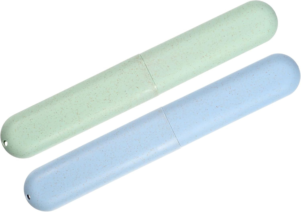 2pcs, Traveling Toothbrush Holders Case, PP Toothbrush Case for Travel Business, Green, Blue, 8.07''x1.22''x0.83'' Routine