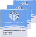 Expandable Dental Floss 3 Pack I Plastic-Free Dispenser I 50 Meter / 164 feet per Pack I Gentle Glide for Effective Cleaning I Mint Flavor