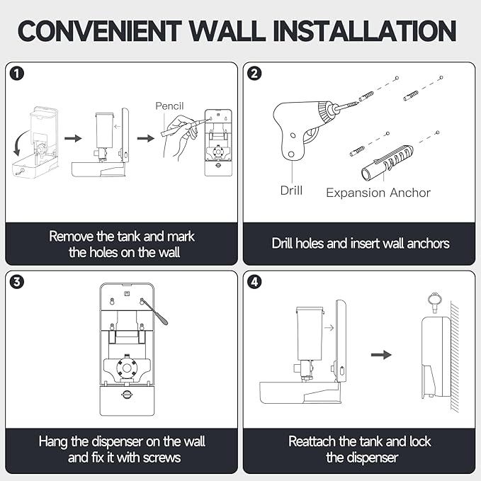27oz (800 ml) Manual Wall Mounted Soap Dispenser, Ideal for Commercial Bathrooms Restaurants Hotels, Use with Liquid Hand Soap Shampoo, ABS White