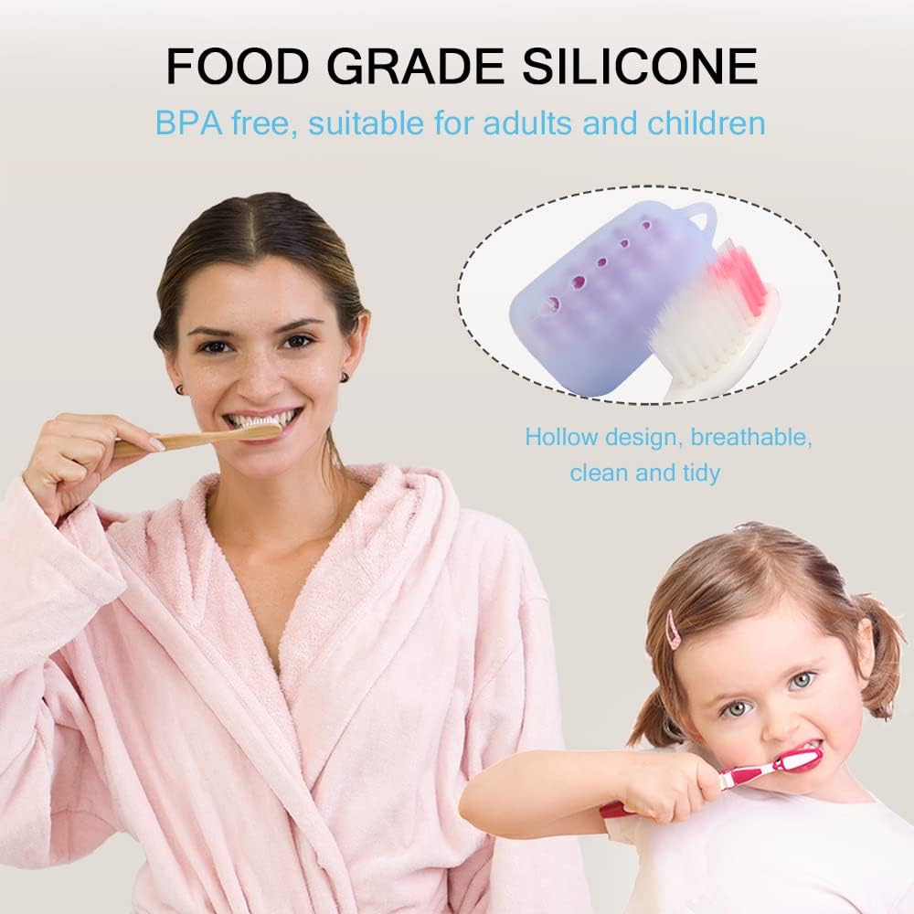 V-TOP Toothbrush Covers Caps, 10 Pack Toothbrush Head Cover for Travel, Silicone Portable Tooth Brush Protecter Cover Pod Case for Home and Outdoor