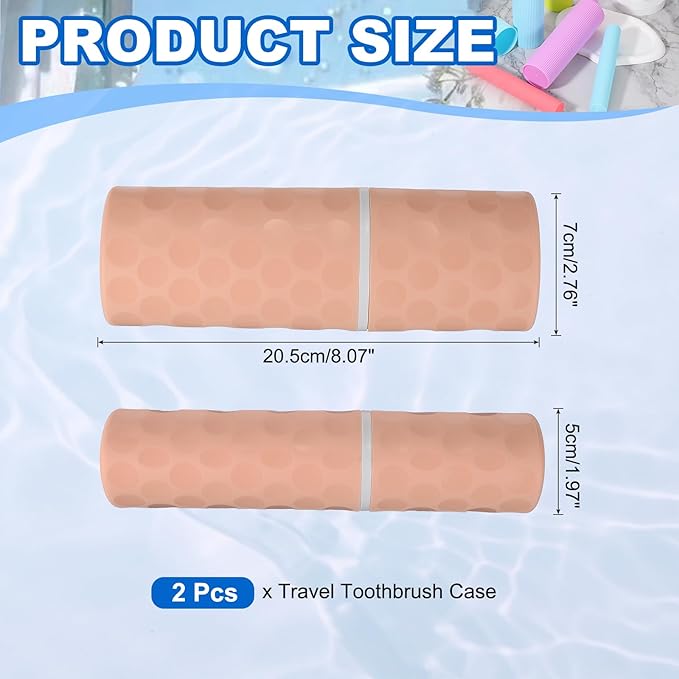 uxcell 2Pcs Travel Toothbrush Case, 8.1x2.8x2 Portable Travel Toothbrush Holder with Dot, Plastic Toothpaste Container for Bathroom, Gym, Business Trip, Camping, Light Pink
