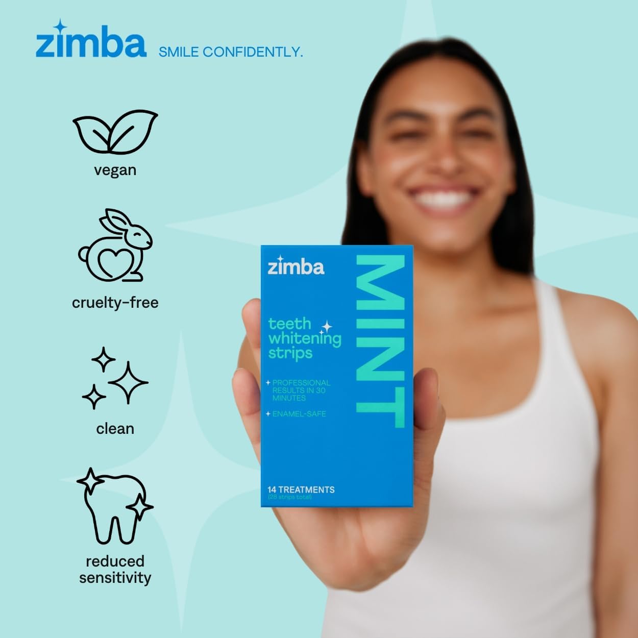 Zimba Teeth Whitening Strips 3-Pack Bundle (Mint, Spearmint, Coconut) | Vegan Whitening Strip Enamel Safe Teeth Whitening Hydrogen Peroxide Teeth Whitener for Coffee, Wine, Tobacco, and Other Stains