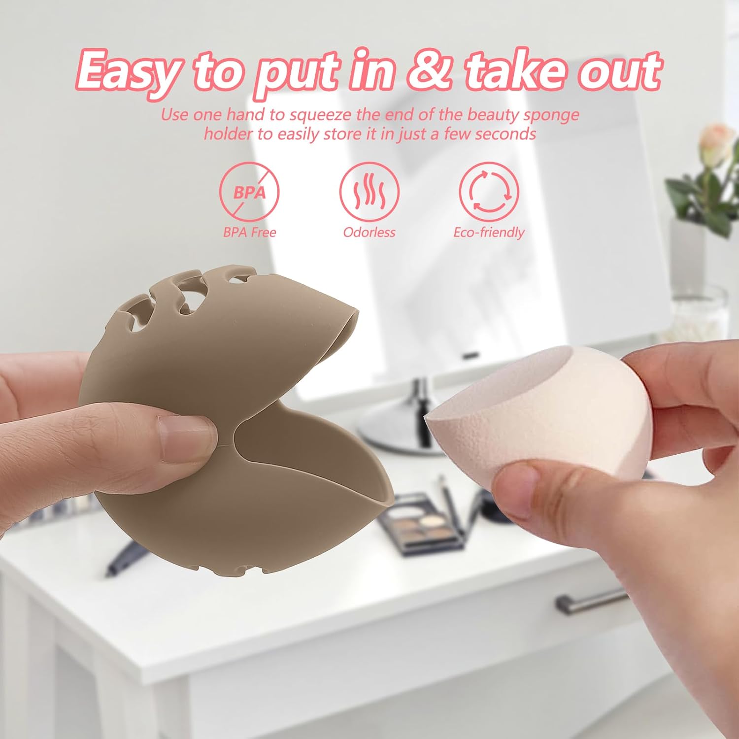 2PCS TIKIUKI Makeup Sponge Holder Beauty Blender Bolder Makeup Sponge Case Breathable Make Up Sponge Case Essentials Suitable for Business or Travel（Khaki+Gery）