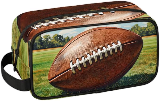 Rugby Ball Boys Travel Toiletry Bag Waterproof Wash Bag Shower Shaving Bag Cosmetic Organizer Makeup Bag Portable Toiletries Accessories for Women Men Rugby