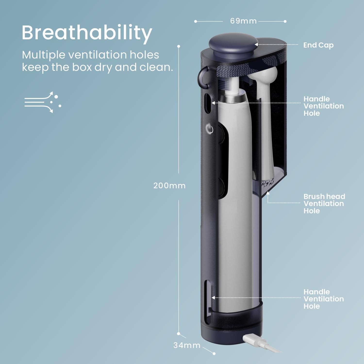 CoolSmile Charging Travel Case Compatible with Oral B Electric Toothbrushes, Fits Oral-B pro 2/ pro 3, pro 600/700/ 1000/1500/ 2000/3000/ 3500/5000/ 7000/ io2/ io3/ io4/ io5/ io6, Blue