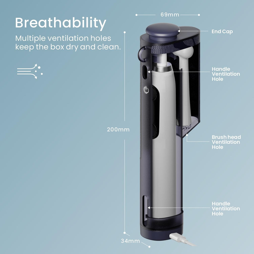 CoolSmile Charging Travel Case Compatible with Oral B Electric Toothbrushes, Fits Oral-B pro 2/ pro 3, pro 600/700/ 1000/1500/ 2000/3000/ 3500/5000/ 7000/ io2/ io3/ io4/ io5/ io6, Grey