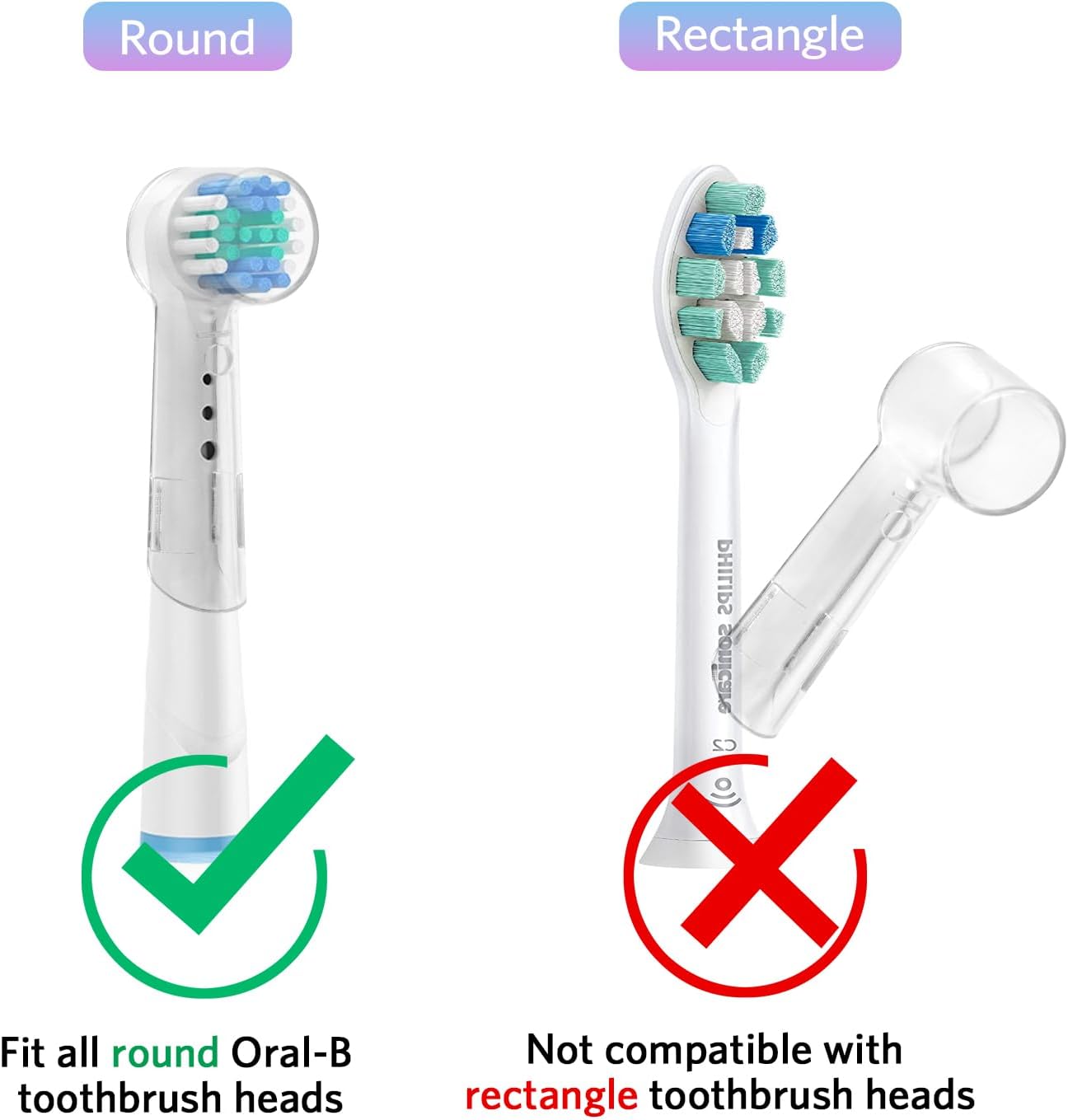 Electric Toothbrush Travel Case, Hard Storage Case with 6pcs Cover Caps, Fits for Oral-B/Oral-B Pro/Philips Sonicare Electric Toothbrush, Gradient