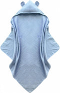 Organic Cotton Toddler Poncho Towel 33"x33" – Ultra-Soft Hooded Bath & Beach Towel with Bear Ears – Absorbent Kids Towel for Boys & Girls 0-5T, Premium for Pool, Bath & Travel (Blue)